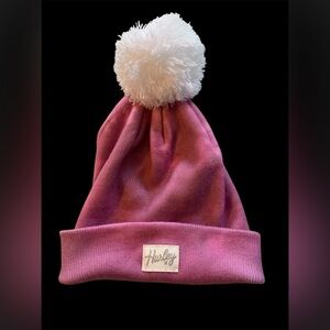Hurley Pink/Purple  Kids Beanie with White Pom- New Without Tags